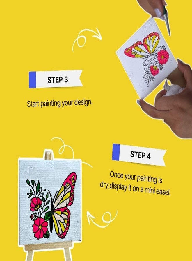 KITSTERS DIY Mini Painting Kit for Adults & Kids - Includes Canvas, Easel, Poster Colours, Brush & Stencil | Art & Craft Kit for Beginners | Painting Kit for Women, Children & Hobby Artists - Image 5
